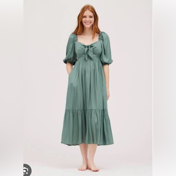 Grade & Gather Dresses & Skirts - Sam Front Tie satin Dress in Lagoon